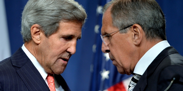 John Kerry, left,and Sergei Lavrov agreed on a way for Syria to destroy all of its chemical weapons. Photo / AP