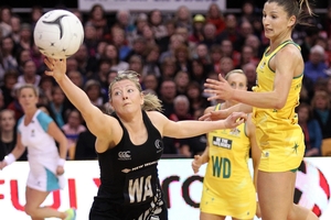 Anna Thompson attempts to control the ball during game one of the Constellation Cup series against the Diamonds. Photo / Getty Images