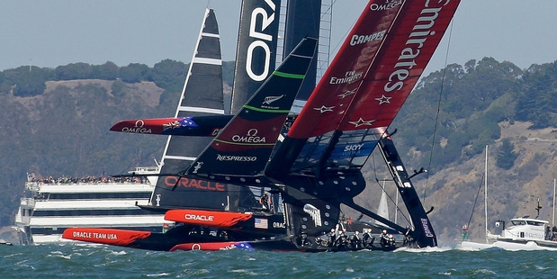 Team New Zealand bounced back quickly from their near-capsize in yesterday's opening race. Photo / AP