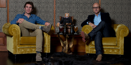 Josh Scott, founder, and Geoff Ross, CEO, of Moa beer. Photo / Brett Phibbs