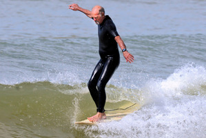 Wayne Brown surfs most days he can at Tokerau Beach. Photo / Malcolm Pullman