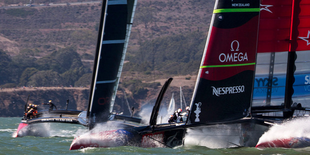 Oracle skipper Jimmy Spithill credited his boss Larry Ellison for having shaking up the America's Cup by introducing the extreme AC72 racing machines. Photo / Oracle