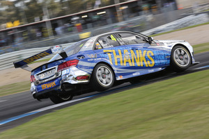 Craig Baird racing his Mercedes at the Sandown track.