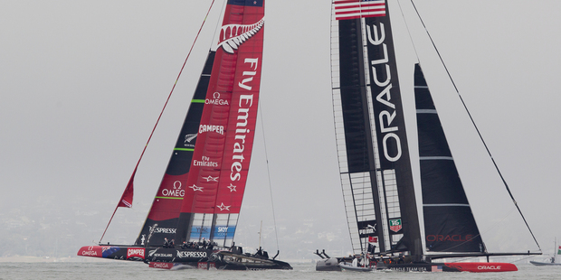 While Oracle skipper Jimmy Spithill insists the tide is turning, Team NZ remain focused on wrapping up the series. Photo / Brett Phibbs