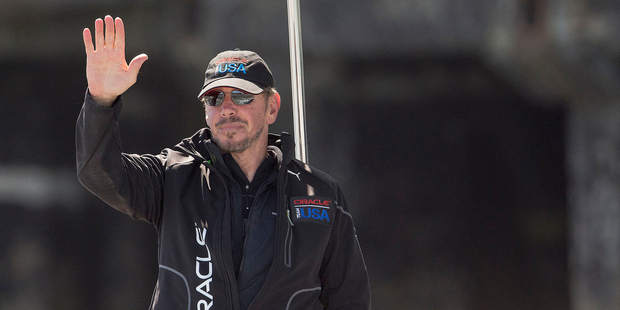 Larry Ellison has been conspicuous by his low profile at the regatta but was snapped yesterday watching the Race 12 action.