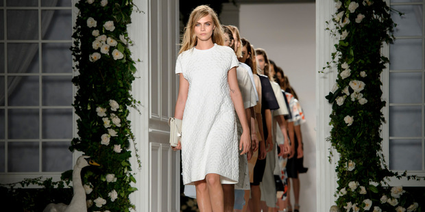 Cara Delevingne features in the Mulberry show at London Fashion Week. Photo / Jonathan Short/Invision/AP