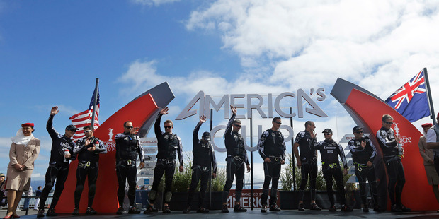 Emirates Team New Zealand before the 13th race.Photo / AP