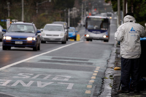 Bus lanes are disappearing during motorway work out west. Photo / Sarah Ivey