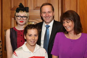 Prime Minister John Key, his wife, Bronagh, and children Max and Stephanie are in for the royal treatment. Photo / Mark Mitchell