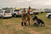 Performers make their way towards the stage at the Tuhoe Ahurei Festival. Photo / Peter Quinn