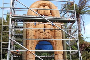 Work is under way at the NZ Maori Arts and Crafts Institute on a replica waharoa made from a piece of kauri 5m high.