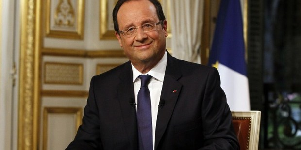 French President Francois Hollande poses after an interview during the evening broadcast news of French TV channel TF1. Photo / AFP
