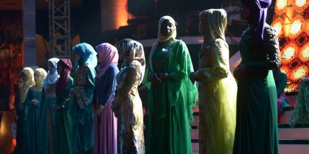 Contestants of the Muslimah World pageant take part in a rehearsal for the grand final of the contest in Jakarta on September 18, 2013. Photo / AFP