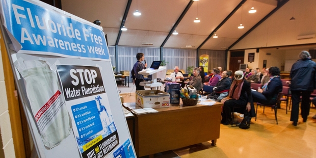 The meetings by the DHB and Fluoride Free Hastings were held in Flaxmere last night. Photo / Glenn Taylor