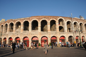 Verona's arena, built in Roman times, once bore witness to deadly gladiatorial combat but now hosts summertime opera. Photo / Liz Light