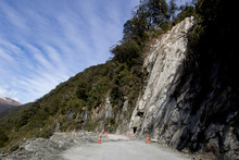 The slip that closed the Haast Pass Highway, a few hundred metres away from the one that took the lives of Hayes and Lam. Photo / Christine Cornege