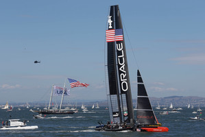 Team NZ wing trimmer Glenn Ashby said it was all very well to catch up to the other boat, but passing them is more difficult. Photo / AP