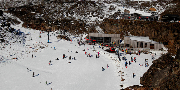 Skiers and snowboarders at Happy Valley at the Whakapapa ski field on Mt Ruapehu. File photo / Christine Cornege