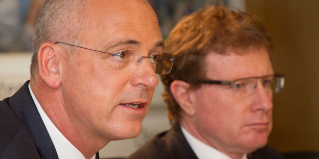 Fonterra chief executive Theo Spierings (left) and chairman John Wilson. Photo / Richard Robinson