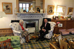 Queen Elizabeth II entertains John Key at her castle in Balmoral. Photo / Claire Trevett