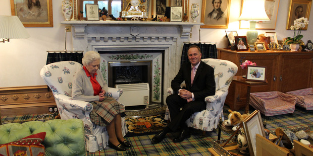 Queen Elizabeth II entertains New Zealand Prime Minister John Key at her castle in Balmoral, Scotland. Photo / Claire Trevett