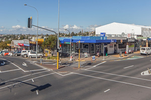 The eight shops on the Glenfield Rd/Bentley Ave corner, on the market for the first time since the 1960s, have a lot of passing foot and street traffic.