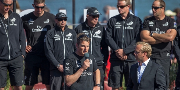 Rob Waddell said he was in awe of skipper Dean Barker (centre front) who had kept a clear head through everything.