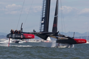 Team Oracle USA may have won, but much of its boat was designed and built in New Zealand. Photo / Brett Phibbs