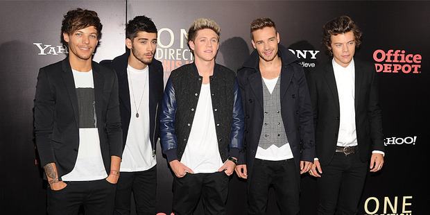 British boy band One Direction, from left, Louis Tomlinson, Zayn Malik, Niall Horan, Liam Payne and Harry Styles. Photo / AP