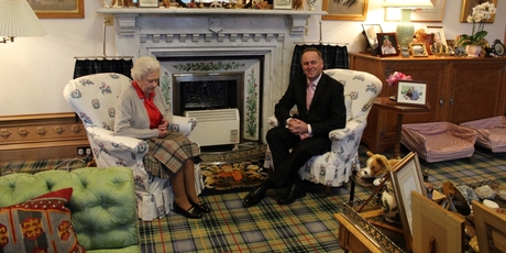 The Queen meets Prime Minister John Key in her Balmoral sitting room. Photo / Claire Trevett