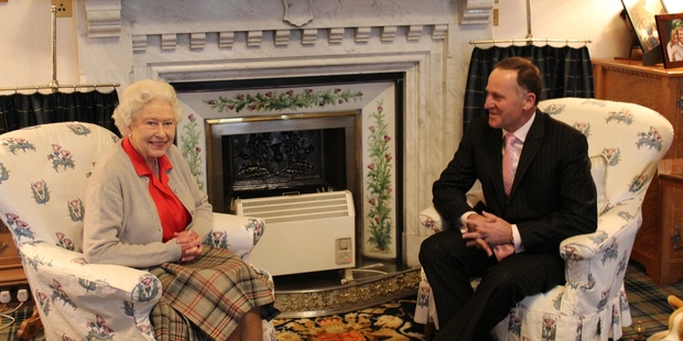 Prime Minister John Key meets with the Queen.Photo / Claire Trevett