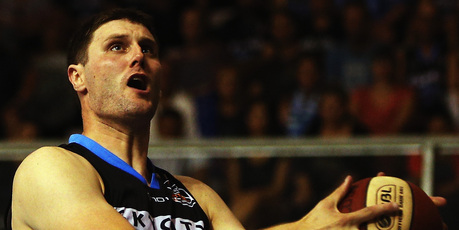 Alex Pledger of the Breakers lays the ball up during the winning NBL Round 16 match. Photo / Getty Images