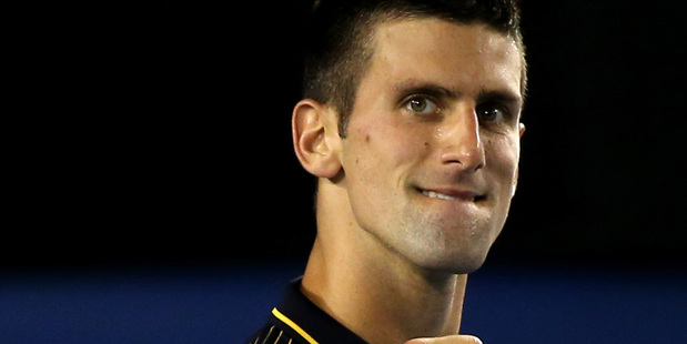 Novak Djokovic of Serbia celebrates in his Semifinal match against David Ferrer of Spain. Photo / Getty Images