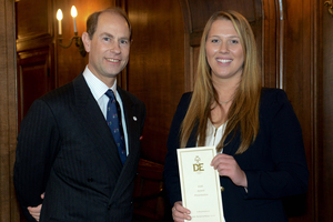 Georgia Kirschberg met Prince Edward, Earl of Wessex. Photo / The Duke of Edinburgh's Award
