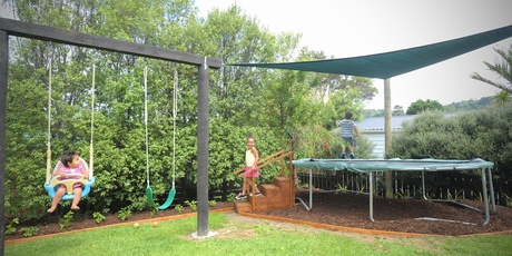 A shade sail is an excellent way to keep kids out of direct sunlight as they play. Photo / Jason Dorday