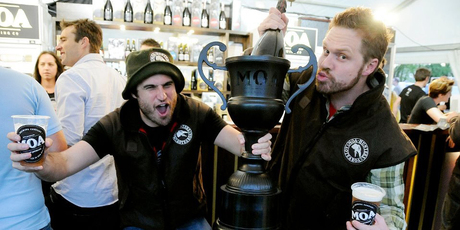 Jordan Mauger and Will Hall at Moa's prospectus launch. Photo / Supplied