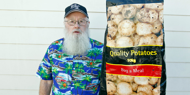 Sam Rowlands was upset to discover his 10kg bag of potatoes only weighed 8kg. Photo / Michael Craig