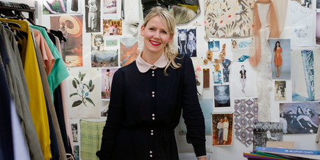 New Zealand fashion designer Ingrid Starnes in the workroom at her Pt Chevalier home. Photo / Sarah Ivey