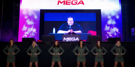 The launch of internet tycoon Kim Dotcom's new file-sharing service Mega at his Coatesville mansion. Photo / Richard Robinson