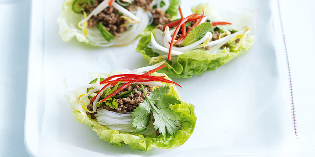 Coriander beef with noodles. Photo / William Meppem, Donna Hay Magazine