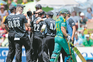 The Black Caps bowled South Africa out in the 47th over. Photo / Schalk van Zuydam