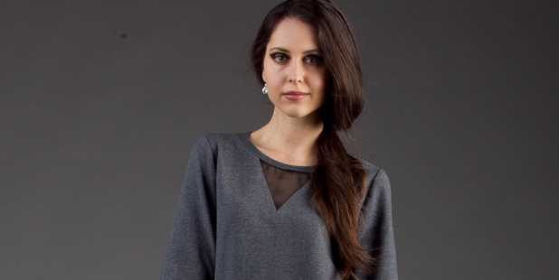 Look #3 Juliette Hogan sweat top, $229. Diva earrings, $10.99. Photo / Natalie Slade