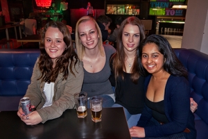 Sophie Harpur, left, Lana van Bergenhenegouwen, Anna Jensen and Harsha Dahya at Shadows Bar. Photo / Steven McNicholl