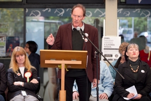 John Minto yesterday said he would cut executive salaries to pay for workers' pay rises. Photo / Natalie Slade