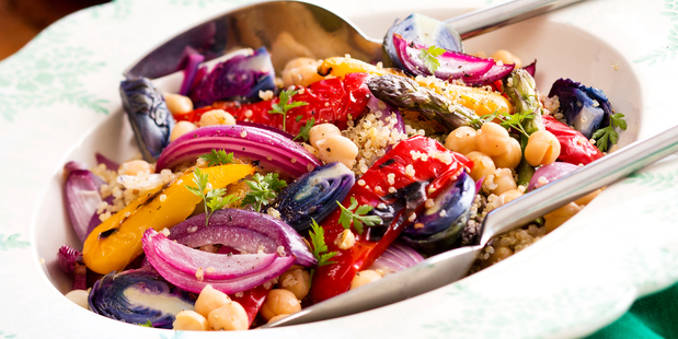 Quinoa, chickpea and Char-grilled Vegetables. Photo / Babiche Martens