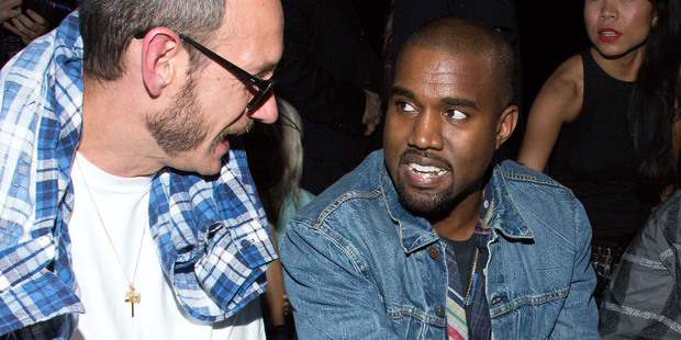 Kanye West, pictured here at the Alexander Wang show with photographer Terry Richardson (left), is a blow-hard, but his vulnerability is authentic. Photo / Dario Cantatore/Invision/AP