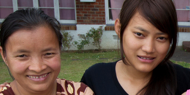 Htoolar Wah Shwe, pictured with her mother Mga, felt unsafe. Photo / Brett Phibbs