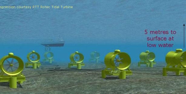 One of the designs for seafloor marine turbines in the Kaipara Harbour.