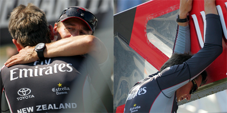Barker reacts after Team NZ were defeated by Alinghi 5-2 in the 2007 America's Cup. Photos / Mark Mitchell