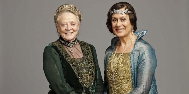Dame Maggie Smith (below left) is the dowager countess at Downton Abbey and Dame Kiri Te Kanawa plays Dame Nellie Melba in the fourth season of the series.
